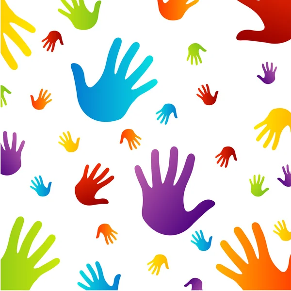 Background with colorful hands — Stock Vector