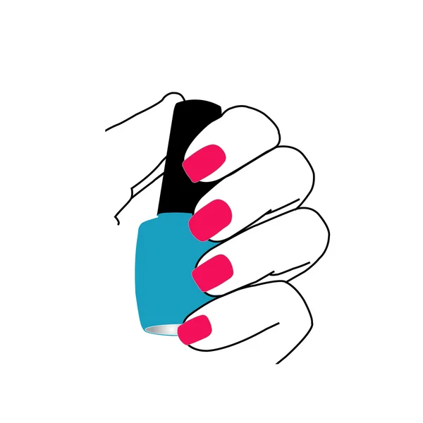 Ongles avec vernis à ongles à la main — Image vectorielle