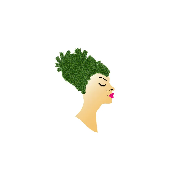 Cheveux aux herbes vertes — Image vectorielle