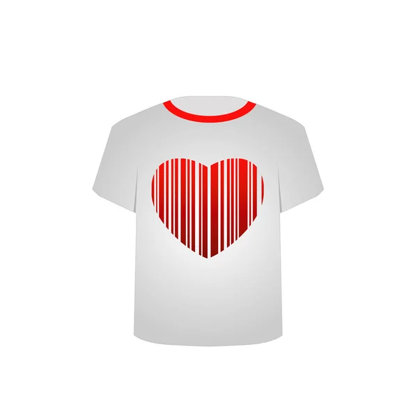 T Shirt Template- Heart bar code — Stock Vector