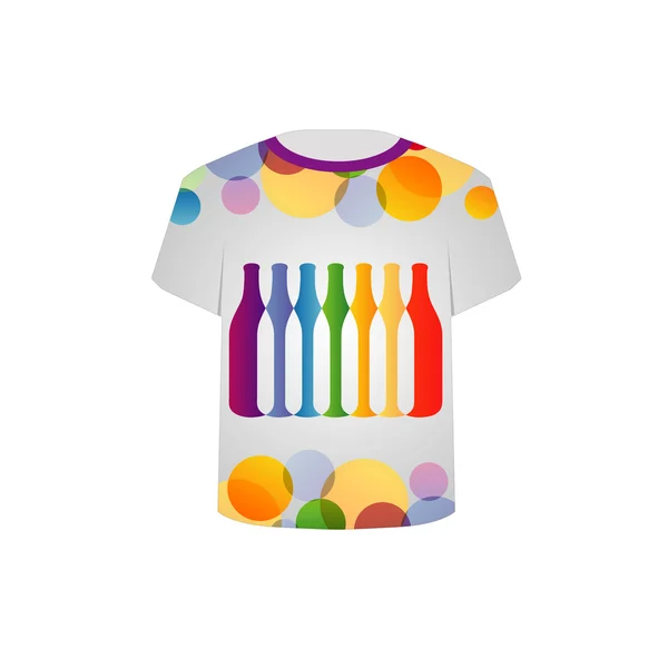 T-Shirt Şablonu Renkli Şişeler — Stok Vektör
