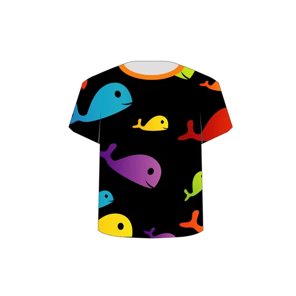T-Shirt Template- bunte Fische — Stockvektor