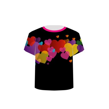 T-Shirt Şablonu Renkli Kalpler