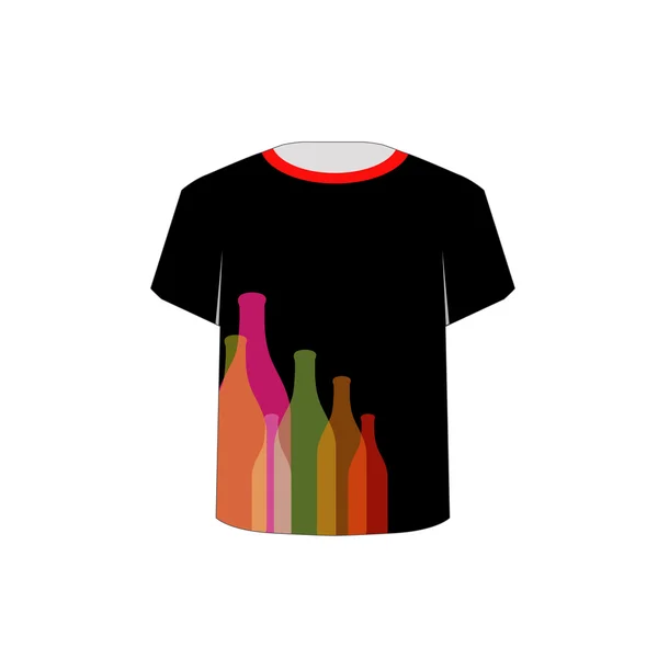 T-Shirt Template- bouteilles colorées — Image vectorielle