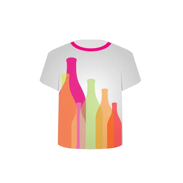 T Shirt Template- colorful bottles — Stock Vector