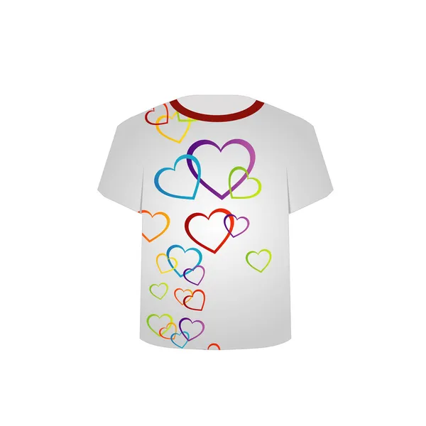 T Shirt Template- Corações coloridos — Vetor de Stock