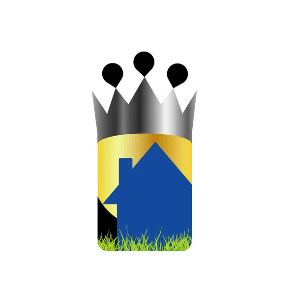 Logotipo da casa com coroa — Vetor de Stock