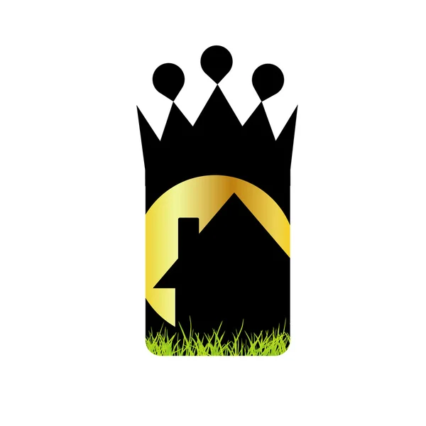 Casa logo con corona — Vettoriale Stock