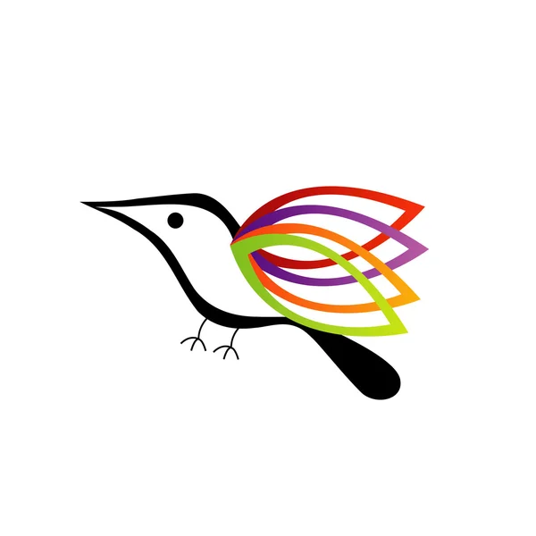 Ptak z kolorowymi skrzydłami — Wektor stockowy