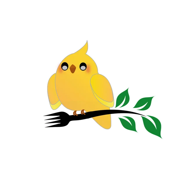 Cute cockatiel holding a fork — Stock Vector