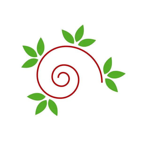 Dibujo abstracto de un caracol lindo con hojas verdes- concepto de logotipo — Vector de stock