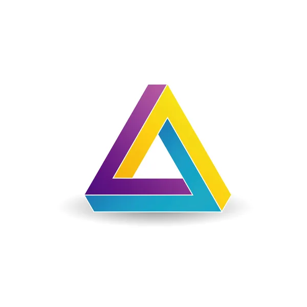 Penrose triangle- Tricolor 3d Business logo — Stock Vector