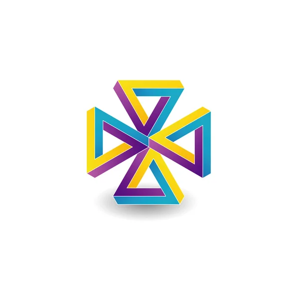 Fyra penna rosa trianglar logotyp — Stock vektor