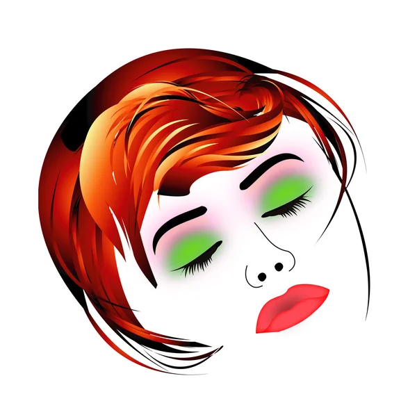 Make up and hair graphic- Lady with a pout — Stock Vector