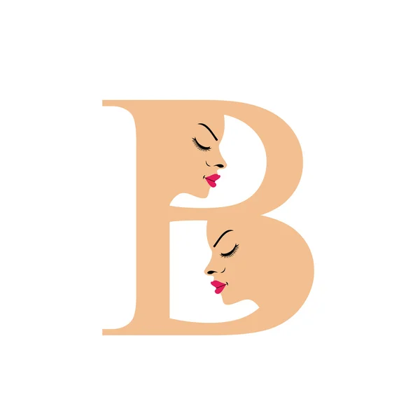 Wajah dalam alfabet B - logo untuk penyamakan kulit atau ruang tamu - Stok Vektor