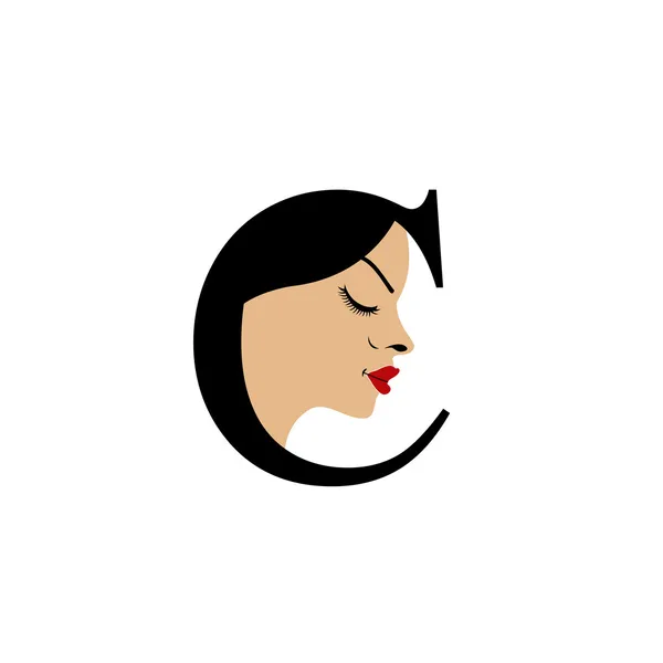 Visage en alphabet C- logo pour bronzage ou salon de coiffure — Image vectorielle
