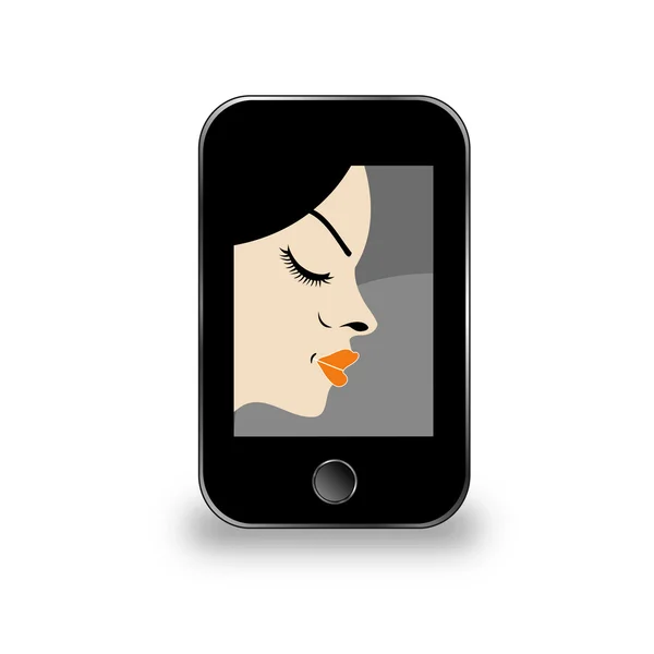 Belle dame dans un écran mobile — Image vectorielle