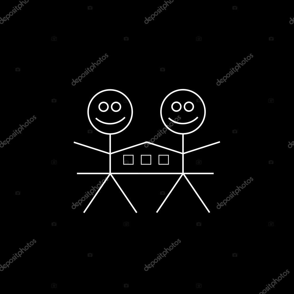 Two happy stick figures with house- Property business logo