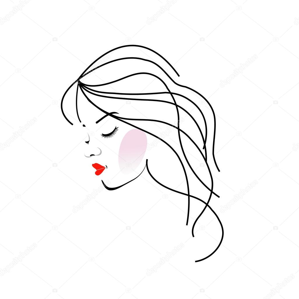 Illustration of a girl with wavy hair- Beauty logo