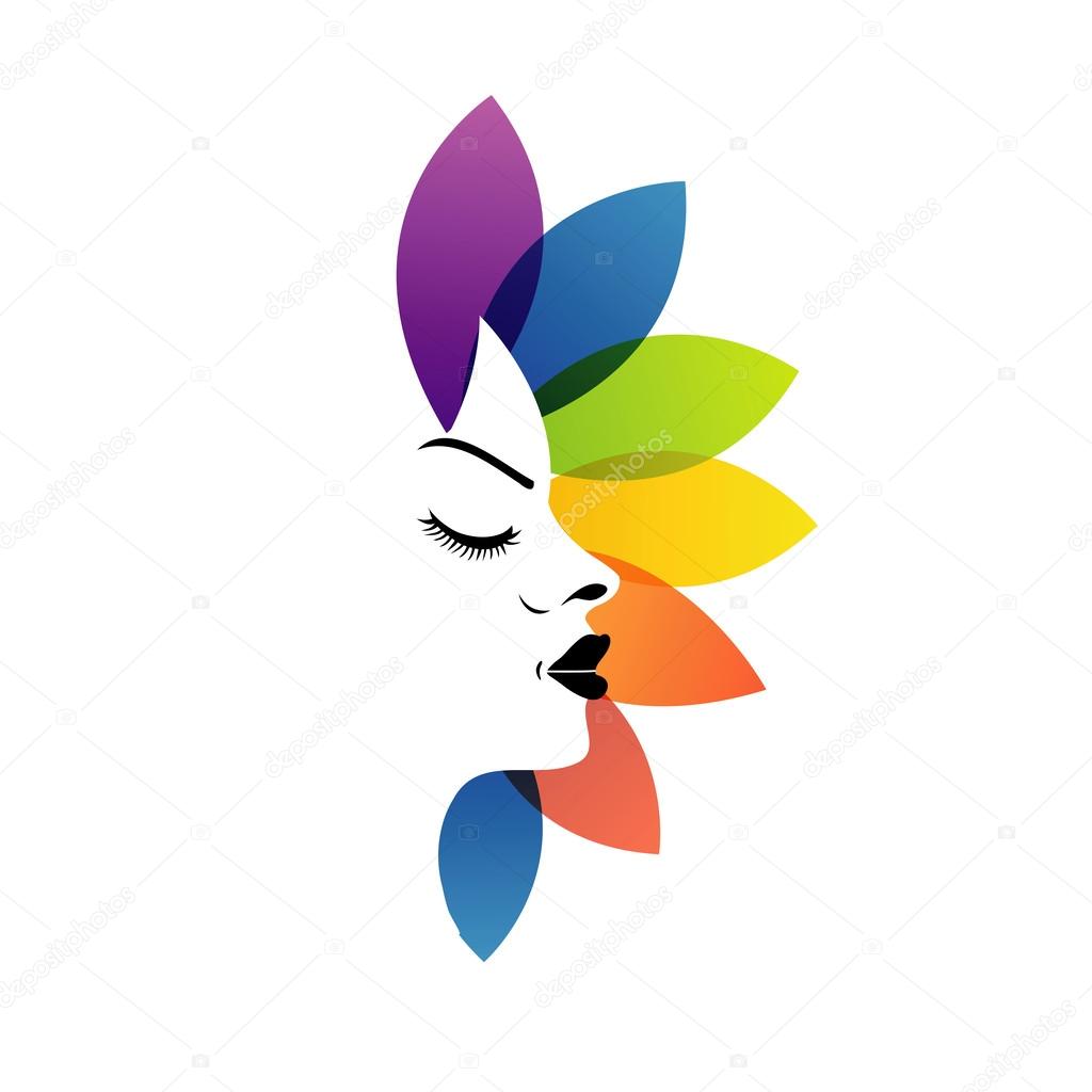 Face with colorful leaves- logo for aromatherapy business