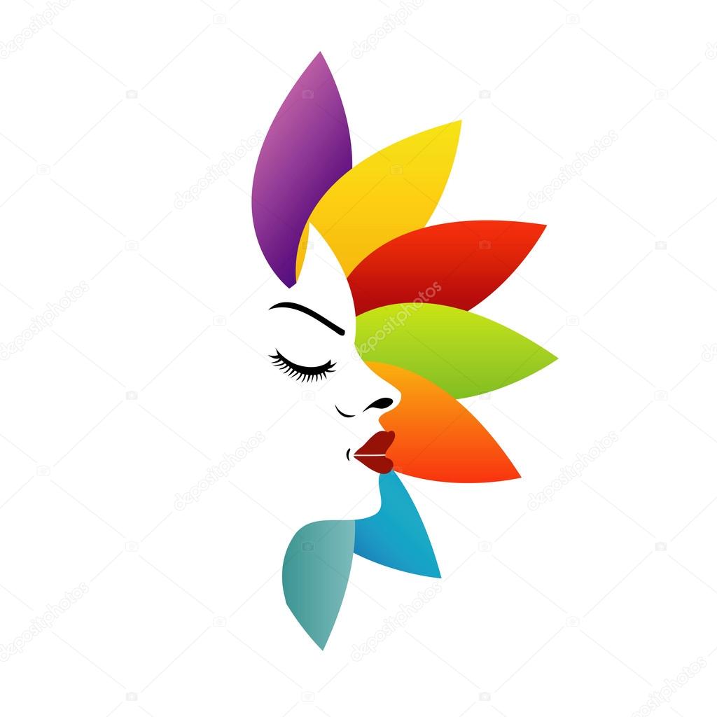 Face with colorful leaves- logo for aromatherapy business