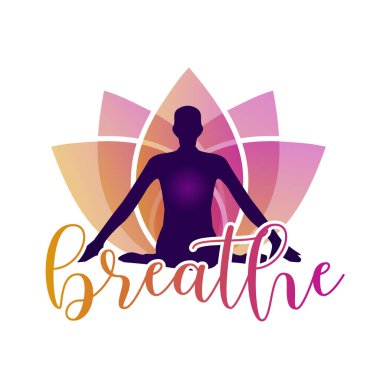 Meditasyon ve nefes alan ruhsal uyanış silueti pembeyle