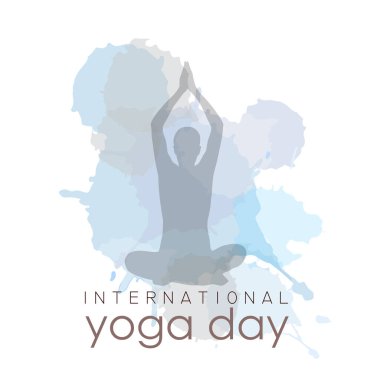 Uluslararası yoga ve meditasyon çalışması pozisyonu. Elle suluboya sıçratma