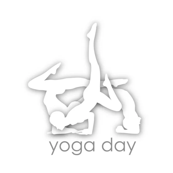 Yoga Giorno Yoga Posa Con Campi Energia — Vettoriale Stock