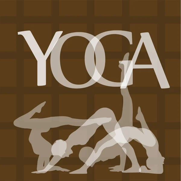 Tipografía Yoga Meditación Con Siluetas — Vector de stock
