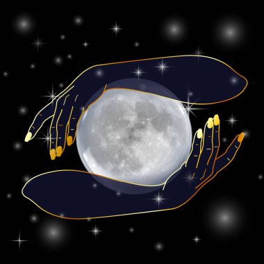 Mistik Eller dolunayı tutuyor ve sihirli ayinler yapıyor.