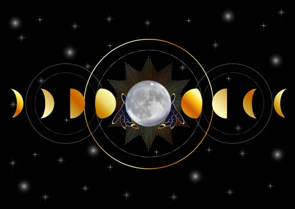 Fortune Caissier Tenant Pleine Lune — Image vectorielle