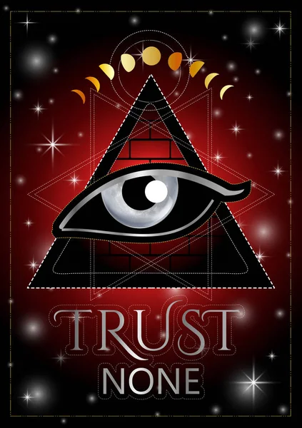 Εμπιστοσύνη Κανείς Όλοι Βλέπουν Μάτι Της Πρόνοιας Αφίσα Μασονικό Σύμβολο — Διανυσματικό Αρχείο
