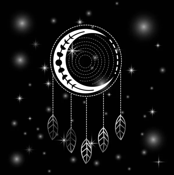 Native Indigenous Dream Catcher Feathers Stars — Stock Vector