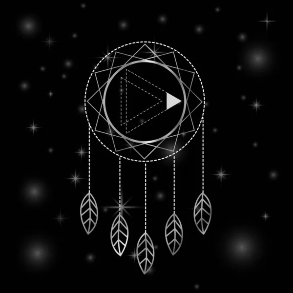 Nativo Americano Indiano Dreamcatcher Prata — Vetor de Stock