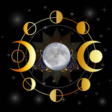 Mistik Eller dolunayı tutuyor ve sihirli bir ayin yapıyor.