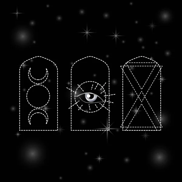 Minimal Mystic Arches Illuminati Triple Moon Symbol — ストックベクタ