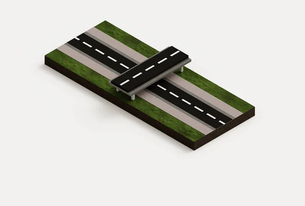 Realistic Asphalt Road Structure Cross Section Diagram Isometric View — Stock Photo, Image