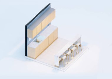 Kilerin farklı bir görüntüsü. Ortografik görünüm. 3D görüntüleme izole edildi.