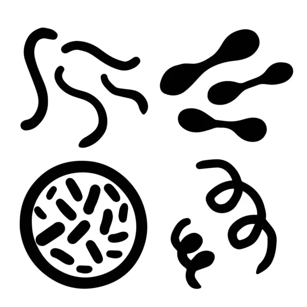 Μικροοργανισμοί Σχήματα Coccus Spirilla Vibrio — Διανυσματικό Αρχείο