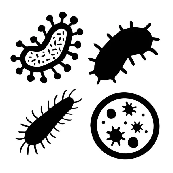 Microorganismos Forma Vibrio Coccus Bacilos — Archivo Imágenes Vectoriales