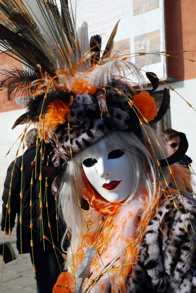 Mask in leopard costume. Carnival in Venice. — Stock Photo, Image