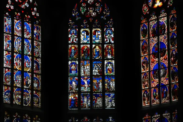 Bern, İsviçre bir katedral içinde güzel vitray pencereler