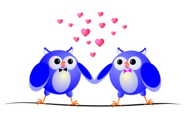 aşk iki baykuş. vektör çizim.