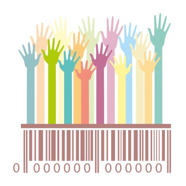 Barcode with hands