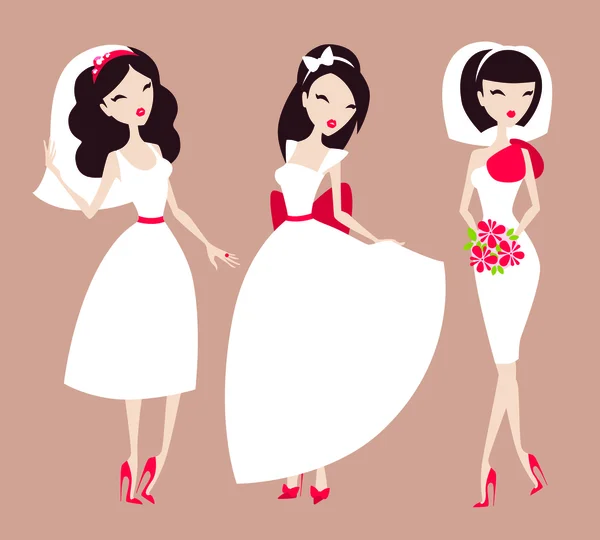 Hermosas novias — Vector de stock