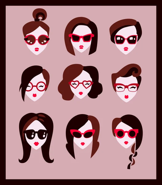 Filles de la mode dans des lunettes — Image vectorielle