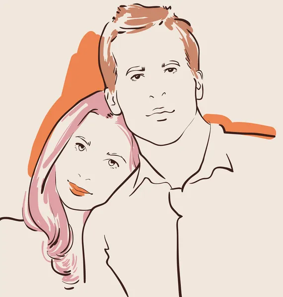 Hombre y mujer enamorados — Vector de stock