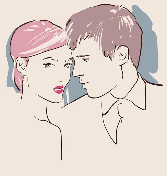 Homme et femme amoureux — Image vectorielle