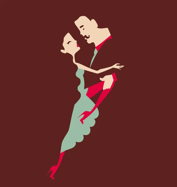 Hombre y mujer bailando — Vector de stock