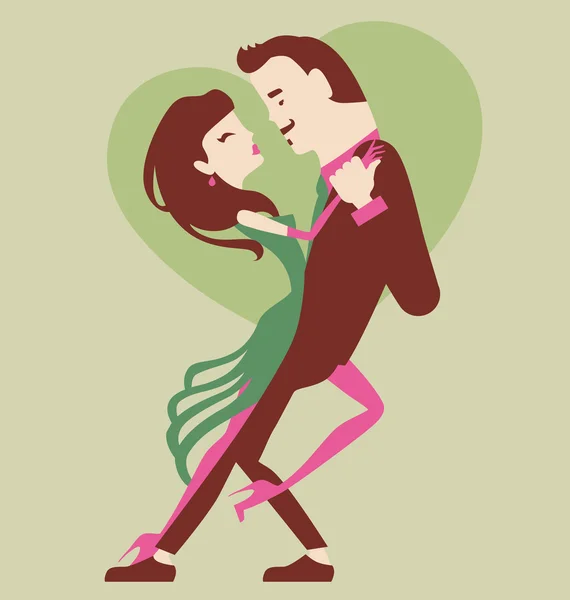 Hombre y mujer bailando — Vector de stock